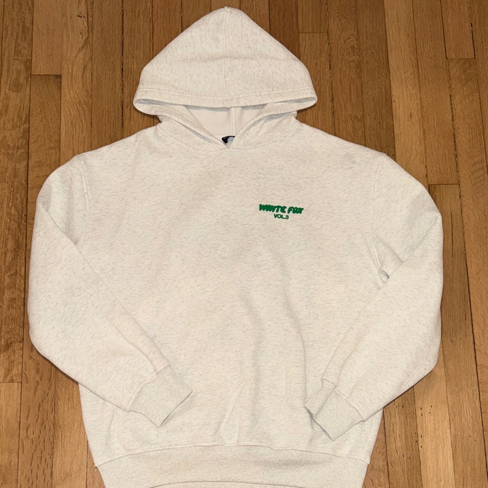 White Fox Boutique Cream Hoodie with Green Logo